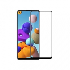 Samsung A21s Silk Screen Full Cover High Clear Tempered Glasses Screen Protector with Black Board