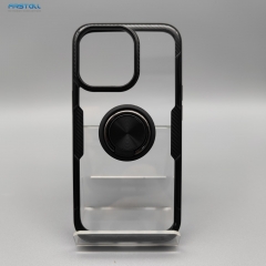 iPhone 13 Pro Max Clear TPU+Metal Ring Carbon Fibre Case