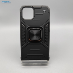 iPhone 13 Pro Max Black TPU+Metal Ring Armor Case